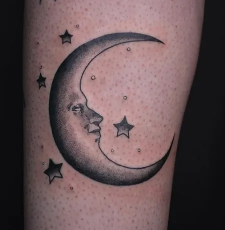 moon tattoo Incorporating Celestial Bodies