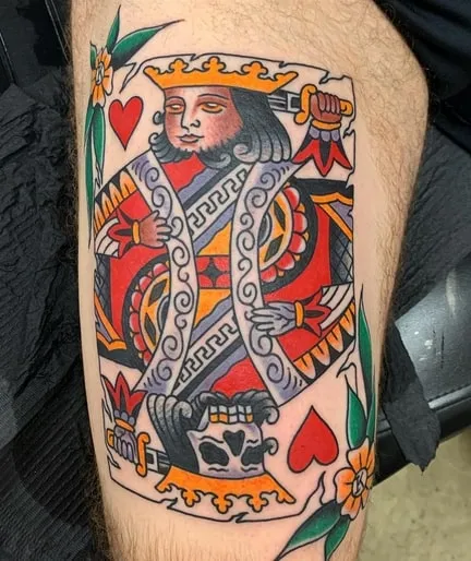 Neo-Traditional King of Hearts Tattoo