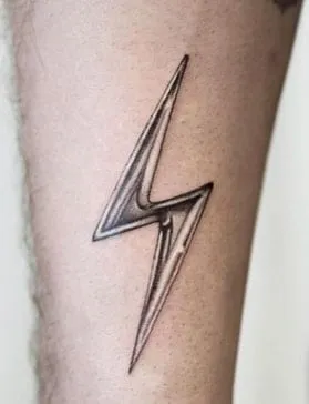 Single Needle Lightning Bolt Tattoo