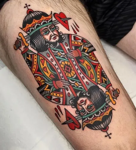Traditional King of Hearts Tattoo Style
