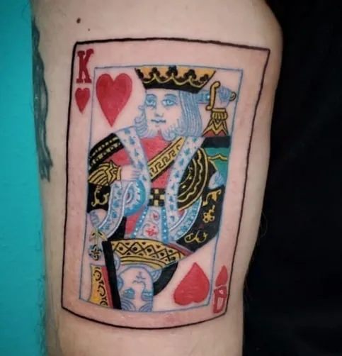 Watercolor King of Hearts Tattoo