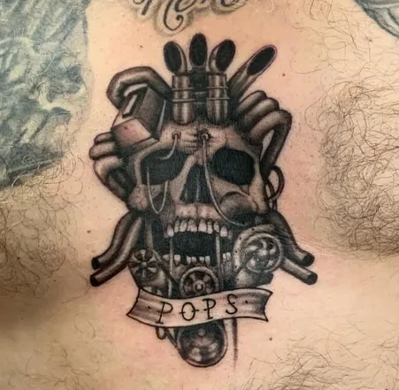 bio mechanical skull tattoo 2
