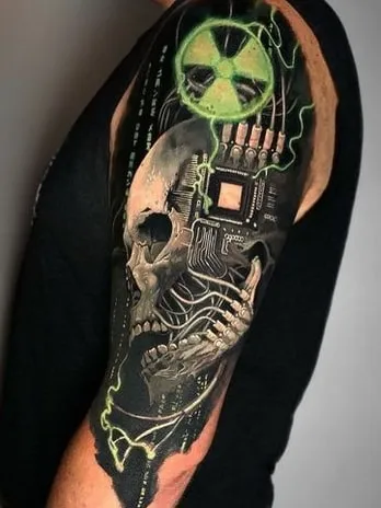 bio mechanical skull tattoo