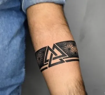 triangle black band on arm tattoo idea