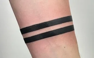 two black band on arm tattoo idea