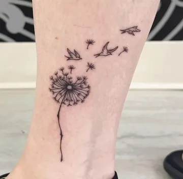 dandelion with birds tattoo