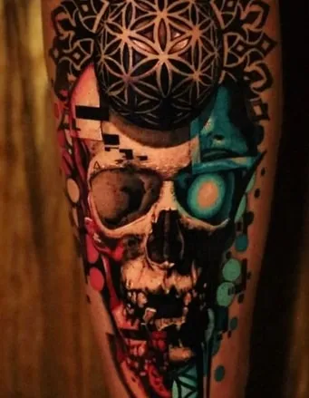 geometric skull tattoo