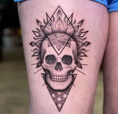 geometric skull tattoo