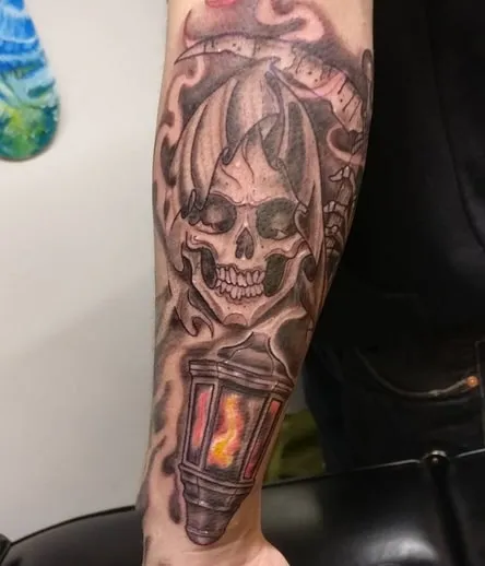 grim reaper tattoo idea 14 black lines grim reaper tattoo idea