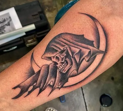 grim reaper tattoo idea 15 side view grim reaper tattoo idea