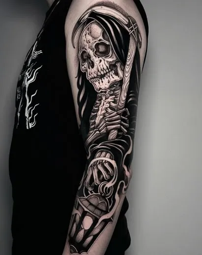 grim reaper tattoo idea 3 grim reaper tattoo idea full arm