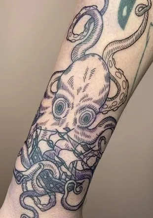 healed kraken tattoo idea