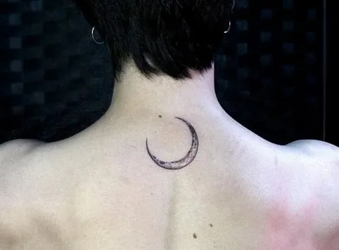 jimin crescent moon on neck tattoo