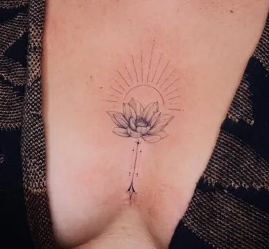 sternum lotus tattoo design idea