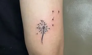 minimal dandelion tattoo