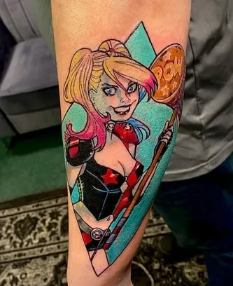 neo traditional harley quinn tattoo