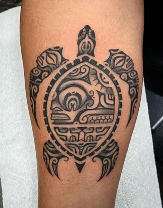 polynesian tribal sea turtle tattoo design