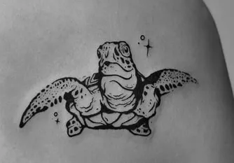 black outline sea turtle tattoo design