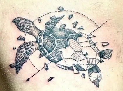 geometric sea turtle tattoo design