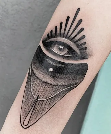 shark tooth tattoo with eye idea