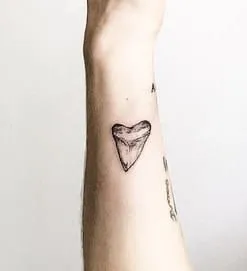 minimal shark tooth tattoo