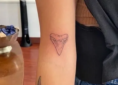 black lines shark tooth tattoo idea