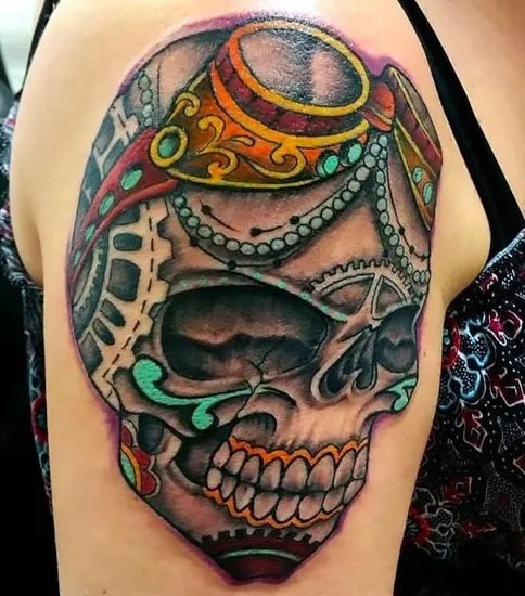 steampunk skull tattoo