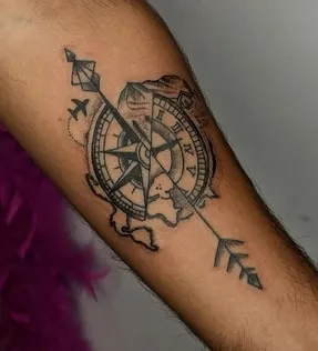 forest compass tattoo design 