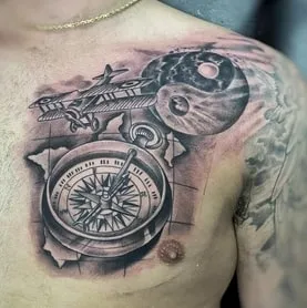 compass tattoo design chest