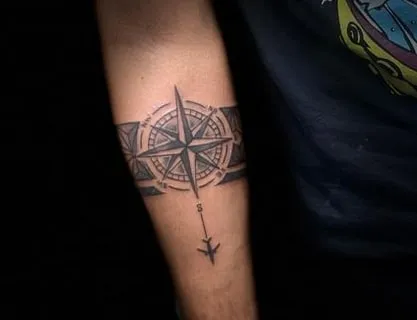 forearm compass tattoo design 