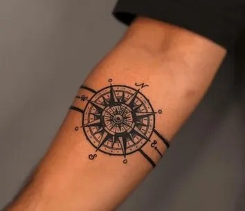 band compass tattoo design 