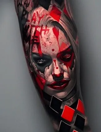 watercolor harley quinn tattoo