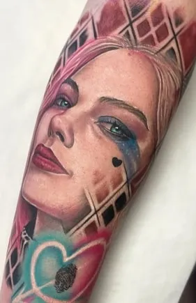 realism harley quinn tattoo