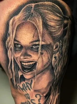 realistic harley quinn tattoo
