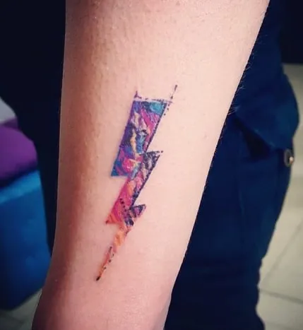 watercolor Lightning Bolt Tattoo