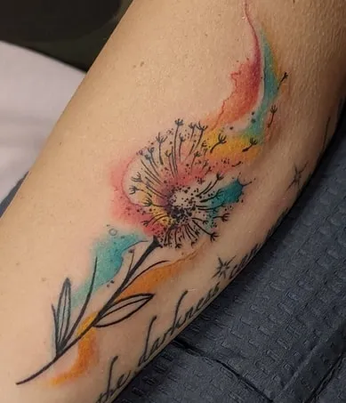 watercolor dandelion tattoo