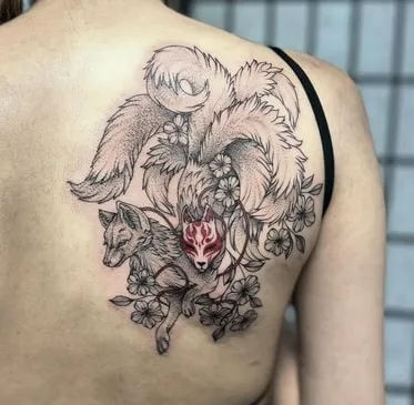 back Kitsune Tattoo Design Ideas