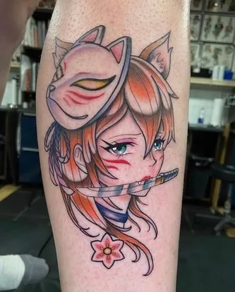 color Kitsune Tattoo Design Ideas