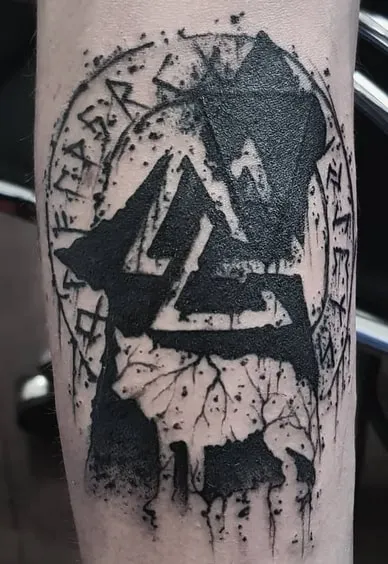abstract valknut tattoo design