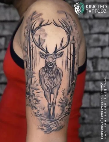 black and gray deer tattoo for guys black and gray deer tattoo for guys