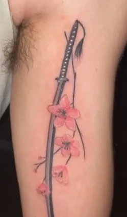 cherry blossom katana tattoo design