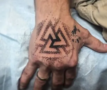dotwork valknut tattoo design