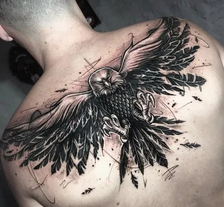 geometric eagle tattoo design