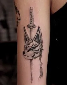fox and katana tattoo design