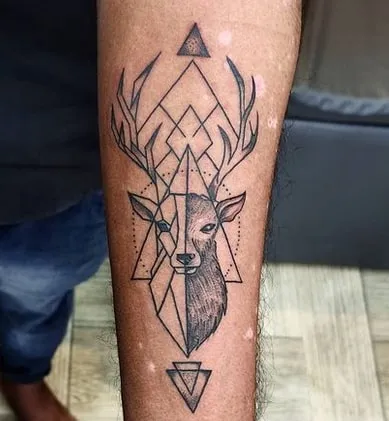 geometric deer tattoo for guys geometric deer tattoo for guys
