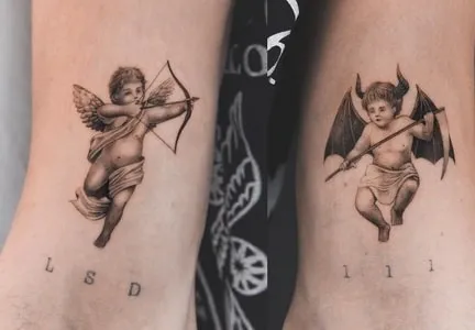 gothic cherub tattoo idea