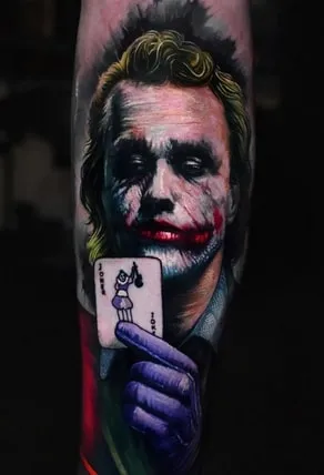 joker portrait tattoo color joker portrait tattoo