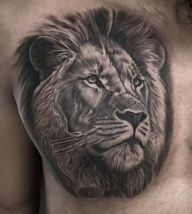 chest lion tattoo design