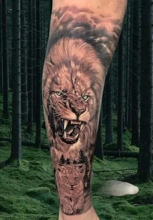 leg lion tattoo design