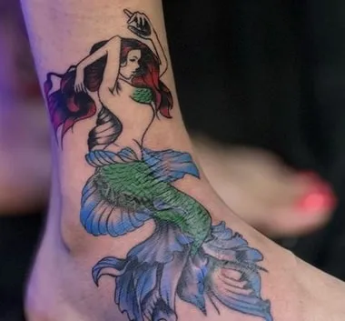 colorful mermaid tattoo design